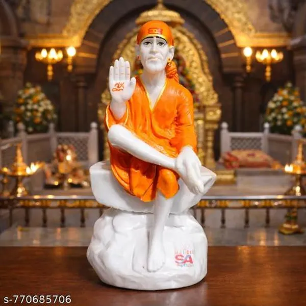 Sai_Baba_Marble_Finish_Idol_6_Inch_Orange_Robe_Premium_Glossy_Washable_Murti_For_Home_Temple_Office_Gift