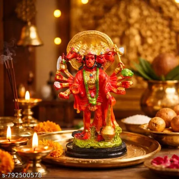Standing_Panchmukhi_Hanuman_Idol_6_Inch_Orange_Finish_Hanuman_Murti_For_Home_Mandir_Decorative_Pooja_Statue_With_Strong_Base