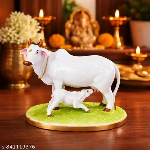 Kamdhenu_Cow_With_Calf_Idol_White_Cow_Calf_Statue_For_Home_Temple_Vastu_Sacred_Cow_Murti_For_Pooja_Room_Decorative_Spiritual_Showpiece