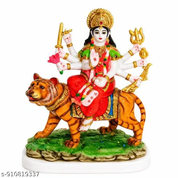 Goddess_Durga_Idol_On_Tiger_6_Inch_Decorative_Murti_Synthetic_Marble_Durga_Mata_Statue_For_Home_Temple_Pooja_Room_Gifting