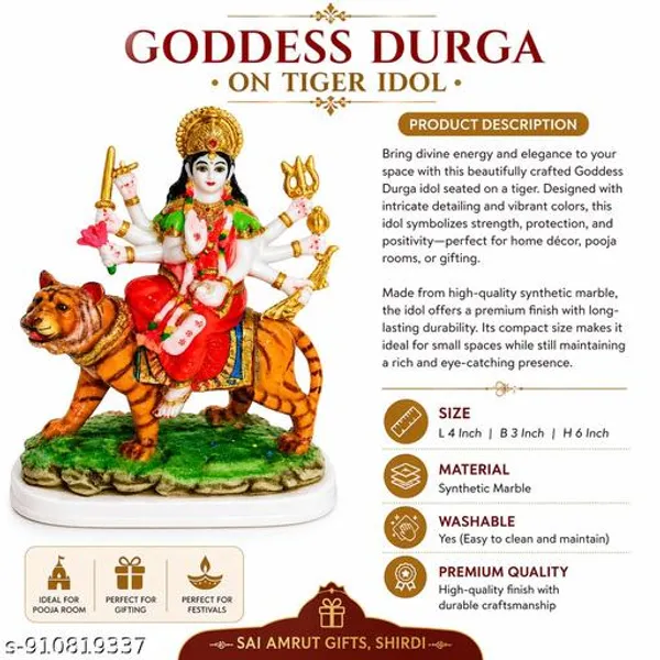 Goddess_Durga_Idol_On_Tiger_6_Inch_Decorative_Murti_Synthetic_Marble_Durga_Mata_Statue_For_Home_Temple_Pooja_Room_Gifting