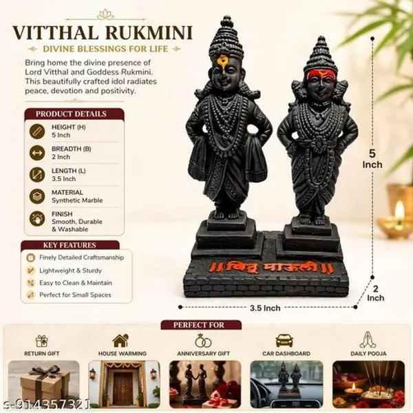 Vitthal_Rukmini_Idol_5_Inch_Black_Marble_Finish_Washable_Hindu_God_Statue_For_Home_Decor_Car_Dashboard_Pooja_Gift