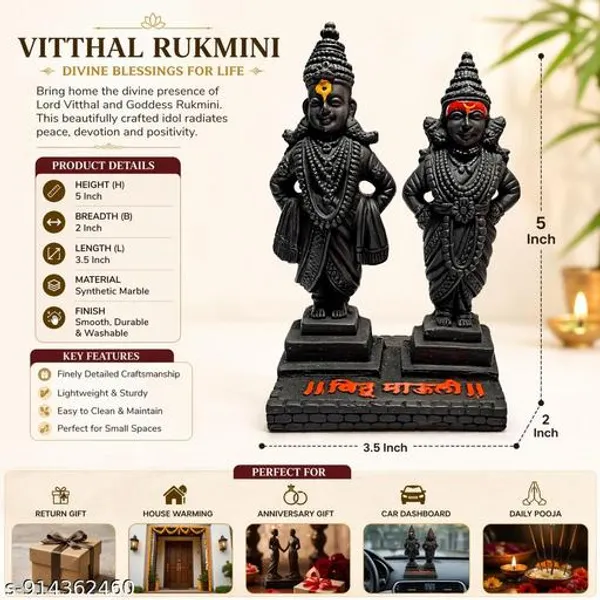 Vitthal_Rukmini_Idol_5_Inch_Black_Marble_Finish_Washable_Hindu_God_Statue_For_Home_Decor_Car_Dashboard_Pooja_Gift