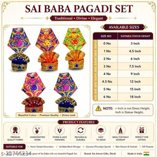 Sai_Baba_Pagadi_Set_Size_1_No_For_4_5_Inch_Murti_Velvet_Mukut_Dress