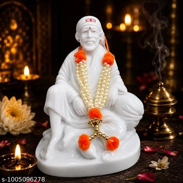 Sai_Baba_Marble_Idol_For_Car_Dashboard_Home_Temple_3_Inch_White_Marble_Murti_With_Decorative_Mala_Washable_Spiritual_Gift_Premium_Finish
