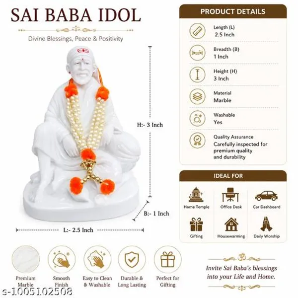 Sai_Baba_Marble_Idol_For_Car_Dashboard_Home_Temple_3_Inch_White_Marble_Murti_With_Decorative_Mala_Washable_Spiritual_Gift_Premium_Finish