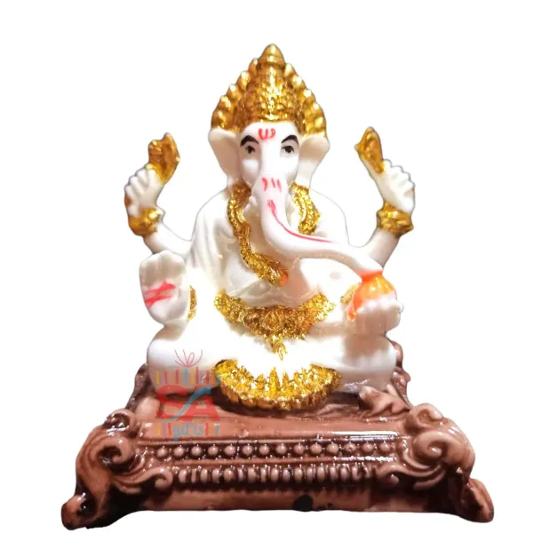 Polymarble_Gold_Foil_Work_Ganesha_Murti_Idol_Decorative_Showpiece_For_Home