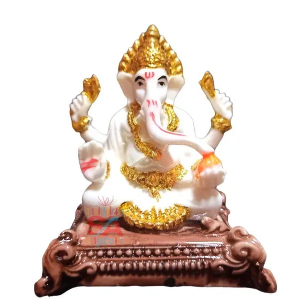 Polymarble_Gold_Foil_Work_Ganesha_Murti_Idol_Decorative_Showpiece_For_Home