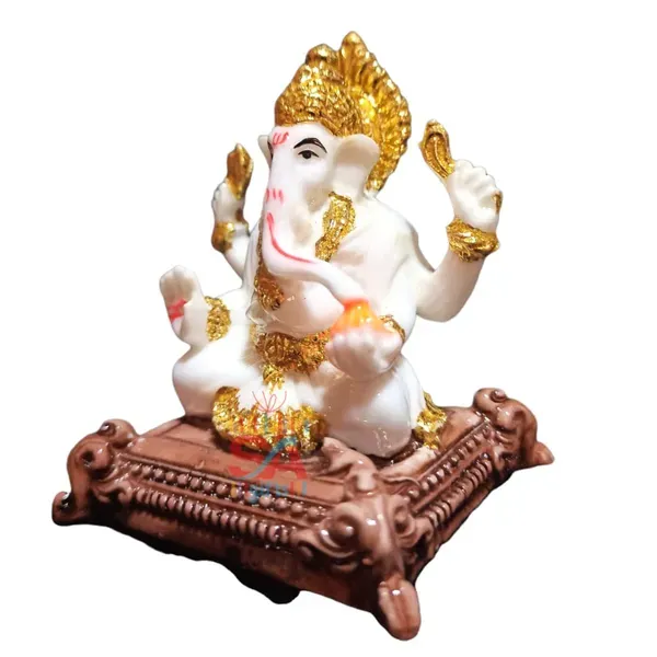 Polymarble_Gold_Foil_Work_Ganesha_Murti_Idol_Decorative_Showpiece_For_Home