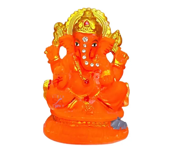Marble_Orange_Matte_Ganeshji_Idol_For_Car_Dashboard