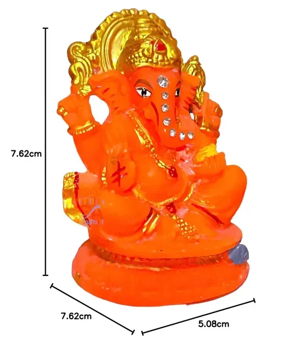 Marble_Orange_Matte_Ganeshji_Idol_For_Car_Dashboard