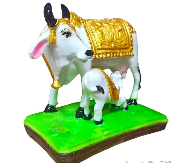 Sai_Amrut_Handicraft_Decorative_Marble_Cow_And_Calf_Big_Statue_Idol_For_Gif_More