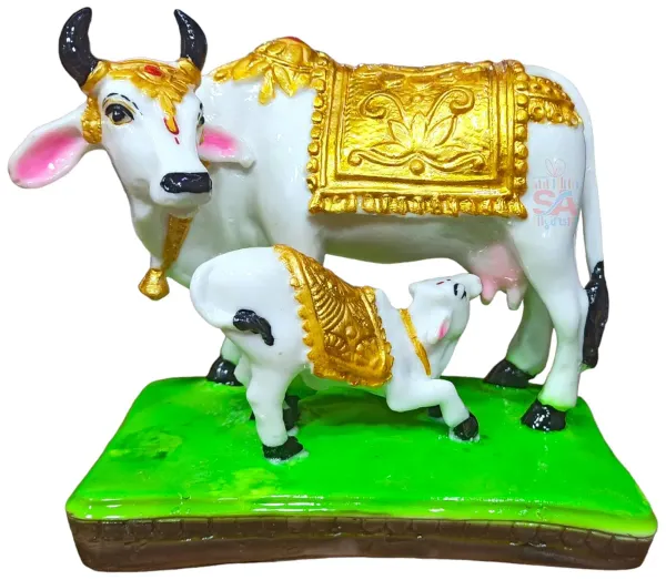Sai_Amrut_Handicraft_Decorative_Marble_Cow_And_Calf_Big_Statue_Idol_For_Gif_More