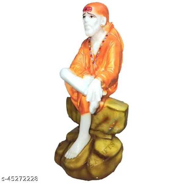 Sai_Amrut_Shirdi_Marble_Sai_Baba_Orange_Medium_Size