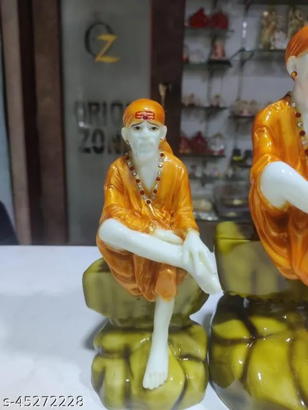 Sai_Amrut_Shirdi_Marble_Sai_Baba_Orange_Medium_Size