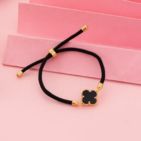Golden_Stainless_Steel_Cord_Four-Leaf_Clover_Charm_Bracelet_For_Women