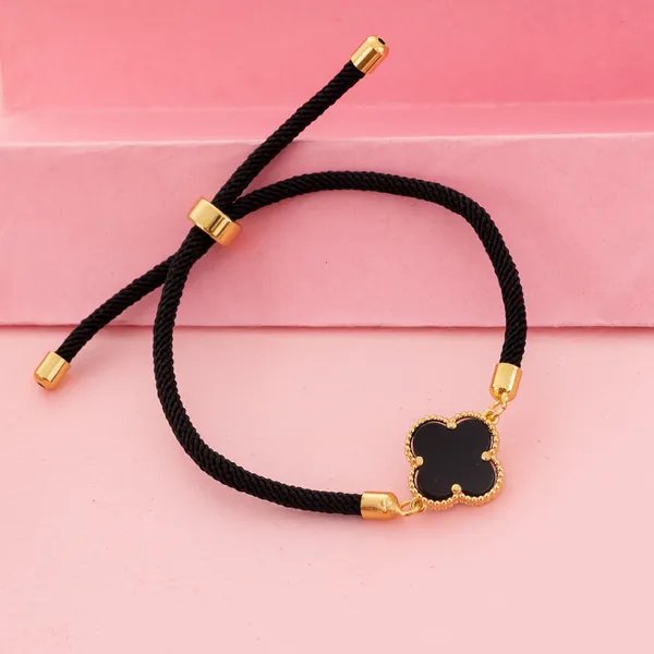 Golden_Stainless_Steel_Cord_Four-Leaf_Clover_Charm_Bracelet_For_Women