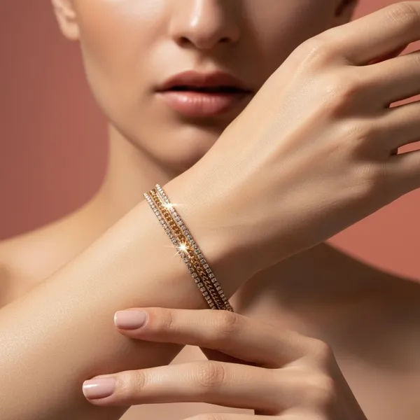 Golden_Stainless_Steel_Chain_Crystal_Line_Bracelet_For_Women