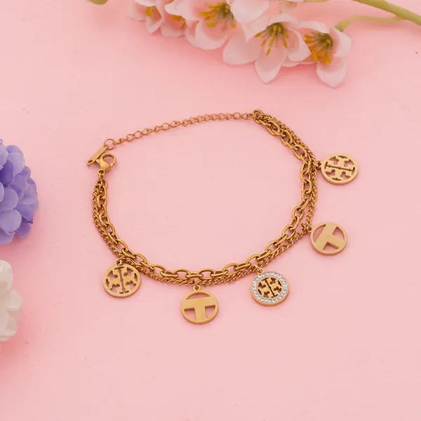 Golden_Stainless_Steel_Double_Chain_Charm_Bracelet_With_Dangle_Discs_For_Women