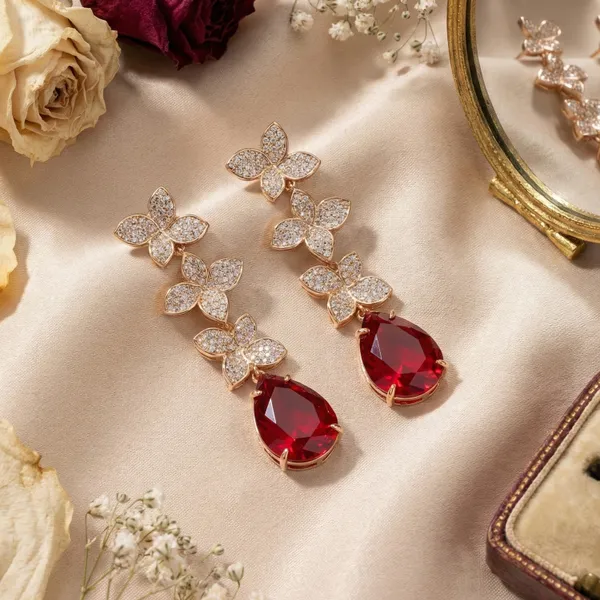 Golden_Ruby_Teardrop_Earrings_For_Women