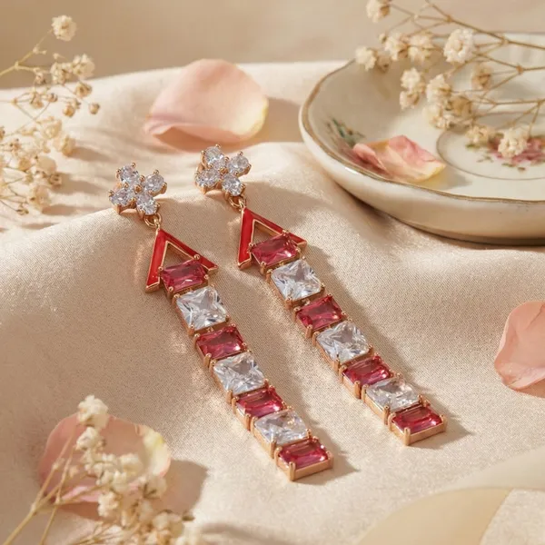 Silver_&_Red_Stainless_Steel_Ruby_Crystal_Earrings_For_Women