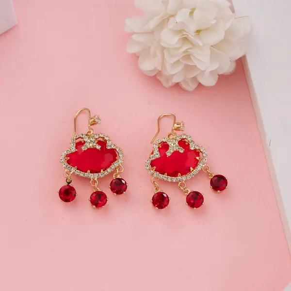 Red_&_Gold_Stainless_Steel_Crown_Jewel_Earrings_For_Women