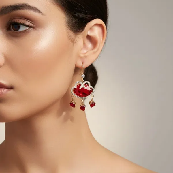 Red_&_Gold_Stainless_Steel_Crown_Jewel_Earrings_For_Women