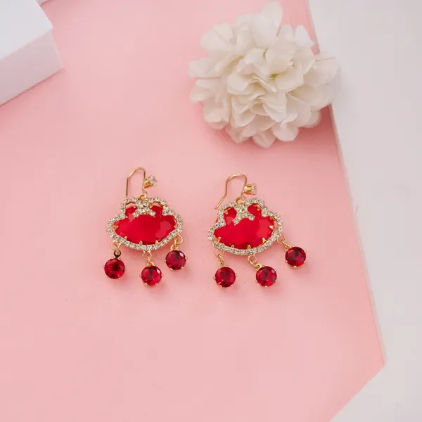 Red_&_Gold_Stainless_Steel_Crown_Jewel_Earrings_For_Women