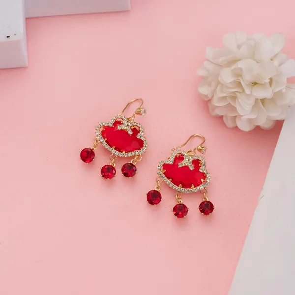 Red_&_Gold_Stainless_Steel_Crown_Jewel_Earrings_For_Women