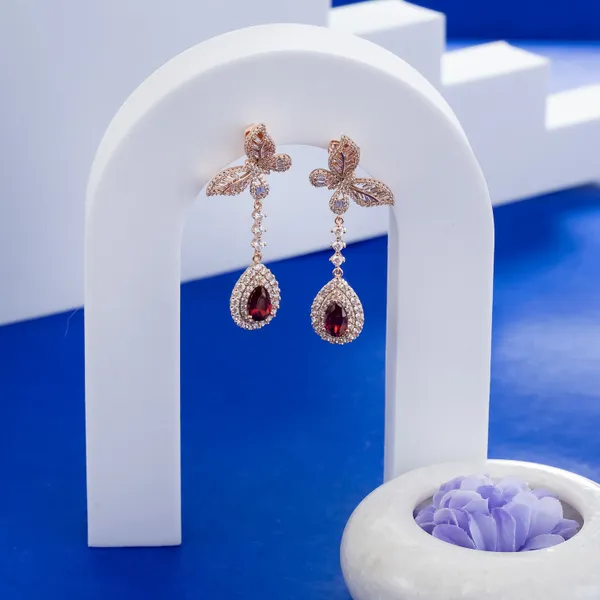 Red_&_Gold_Stainless_Steel_Crystal_Drop_Earrings_For_Women