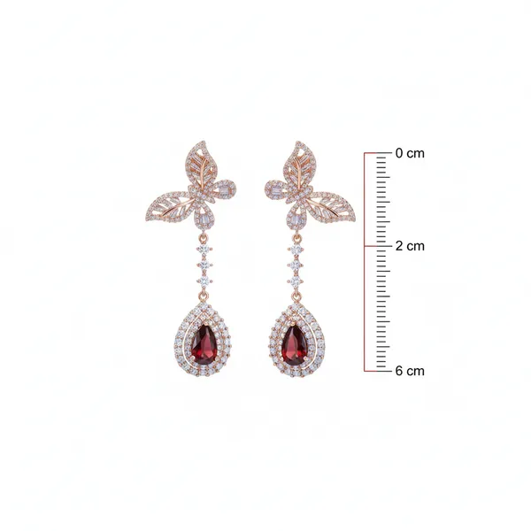 Red_&_Gold_Stainless_Steel_Crystal_Drop_Earrings_For_Women