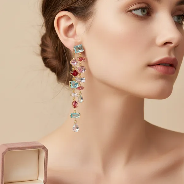 Multicolour_Stainless_Steel_Rainbow_Sparkle_Statement_Danglers_For_Women