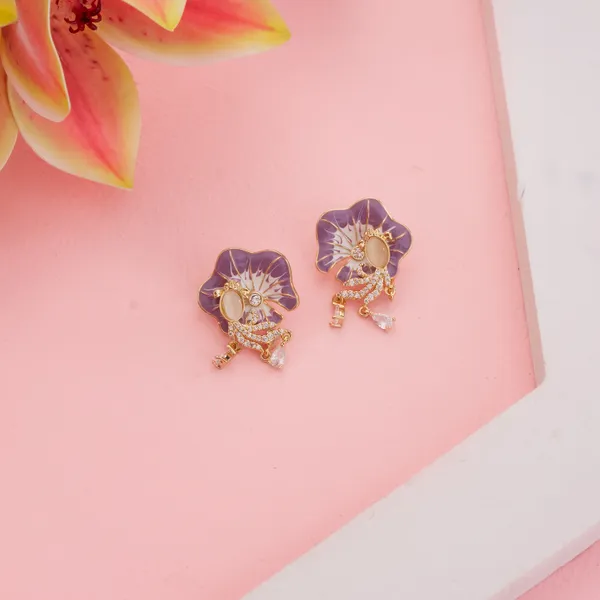 Lavender_Stainless_Steel_Floral_Stud_Earrings_For_Women