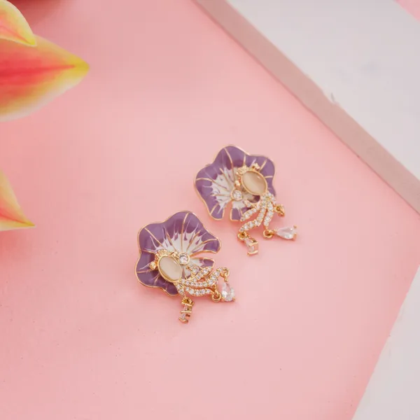 Lavender_Stainless_Steel_Floral_Stud_Earrings_For_Women