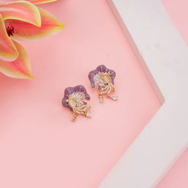 Lavender_Stainless_Steel_Floral_Stud_Earrings_For_Women