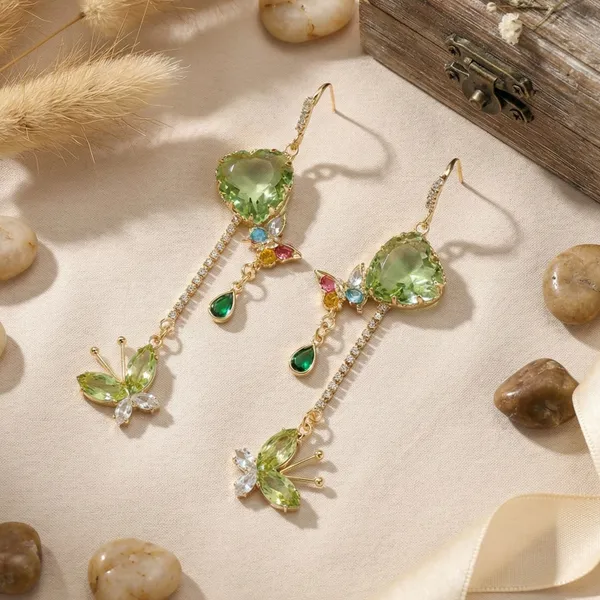 Green_Stainless_Steel_Crystal_Butterfly_Earrings_For_Women