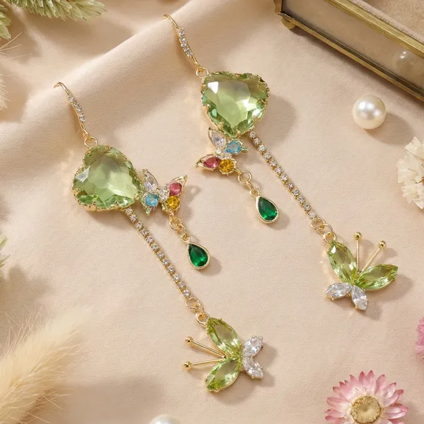 Green_Stainless_Steel_Crystal_Butterfly_Earrings_For_Women