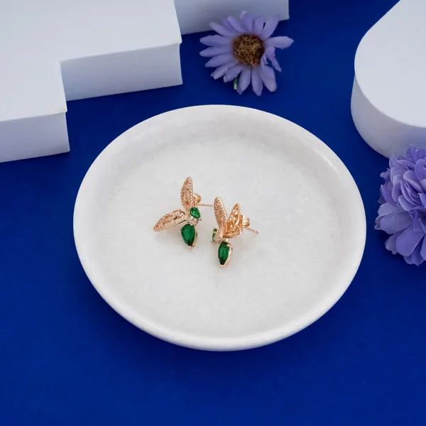Green_&_Gold_Stainless_Steel_Crystal_Butterfly_Stud_Earrings_For_Women