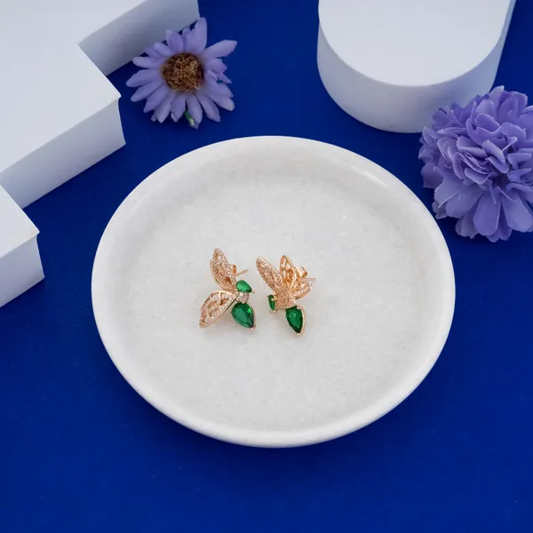 Green_&_Gold_Stainless_Steel_Crystal_Butterfly_Stud_Earrings_For_Women