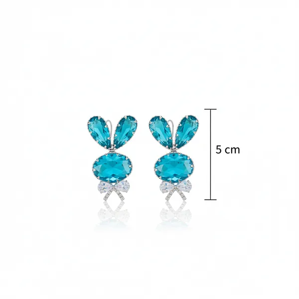 Aqua_Blue_Stainless_Steel_Teddy_Bear_Gemstone_Drop_Earrings_For_Women