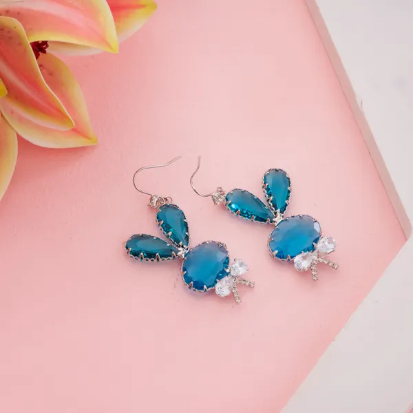 Aqua_Blue_Stainless_Steel_Teddy_Bear_Gemstone_Drop_Earrings_For_Women