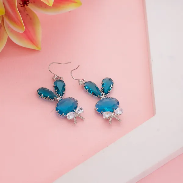 Aqua_Blue_Stainless_Steel_Teddy_Bear_Gemstone_Drop_Earrings_For_Women