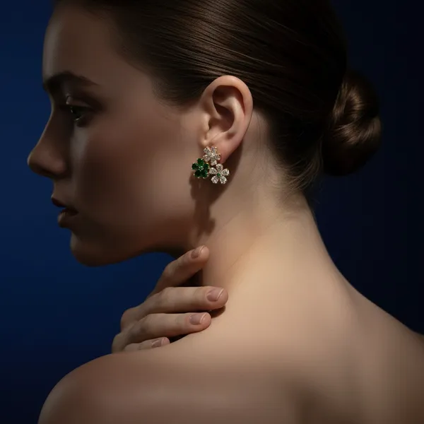 Green_&_Gold_Stainless_Steel_Floral_Cluster_Stud_Earrings_For_Women