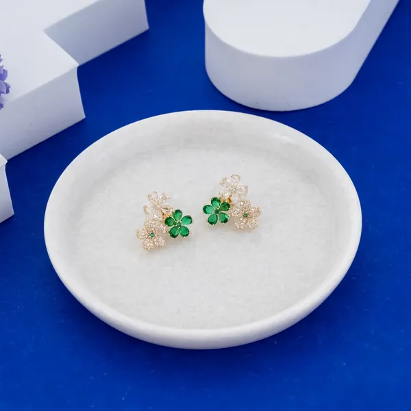 Green_&_Gold_Stainless_Steel_Floral_Cluster_Stud_Earrings_For_Women
