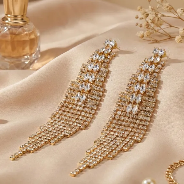 Golden_Stainless_Steel_Tone_Tassel_Statement_Earrings_For_Women
