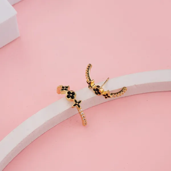 Gold_&_Black_Stainless_Steel_Enamel_Crystal_Dangle_Earrings_For_Women