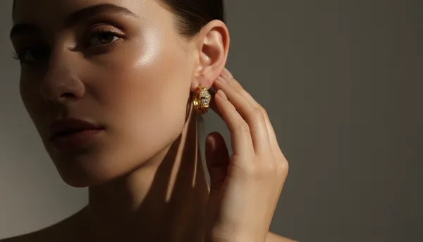Golden_Stainless_Steel_Minimalist_Crystal_Detail_Thick_Hoops_For_Women