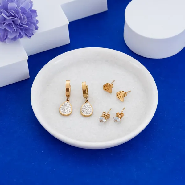 Golden_Stainless_Steel_3-Pair_Anti-Tarnish_Earring_Set:_Combo_Of_3_Studs_For_Women