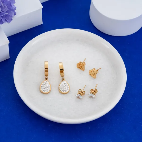 Golden_Stainless_Steel_3-Pair_Anti-Tarnish_Earring_Set:_Combo_Of_3_Studs_For_Women