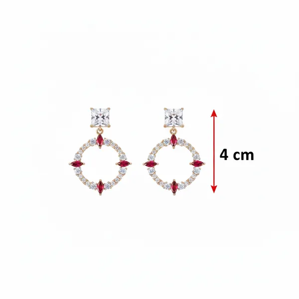 Silver_&_Red_Stainless_Steel_Ruby_Accent_Multi-Stone_Drop_Earrings_For_Women
